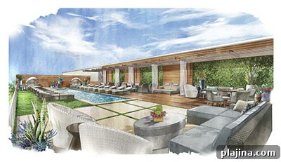 Artist’s rendering of the spa’s adults-only pool and deck 