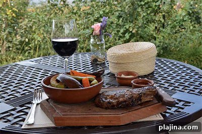 Rib eye steak at Piattelli Vineyards