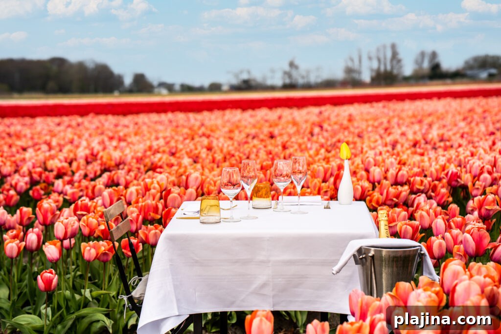 Curated tulip garden
