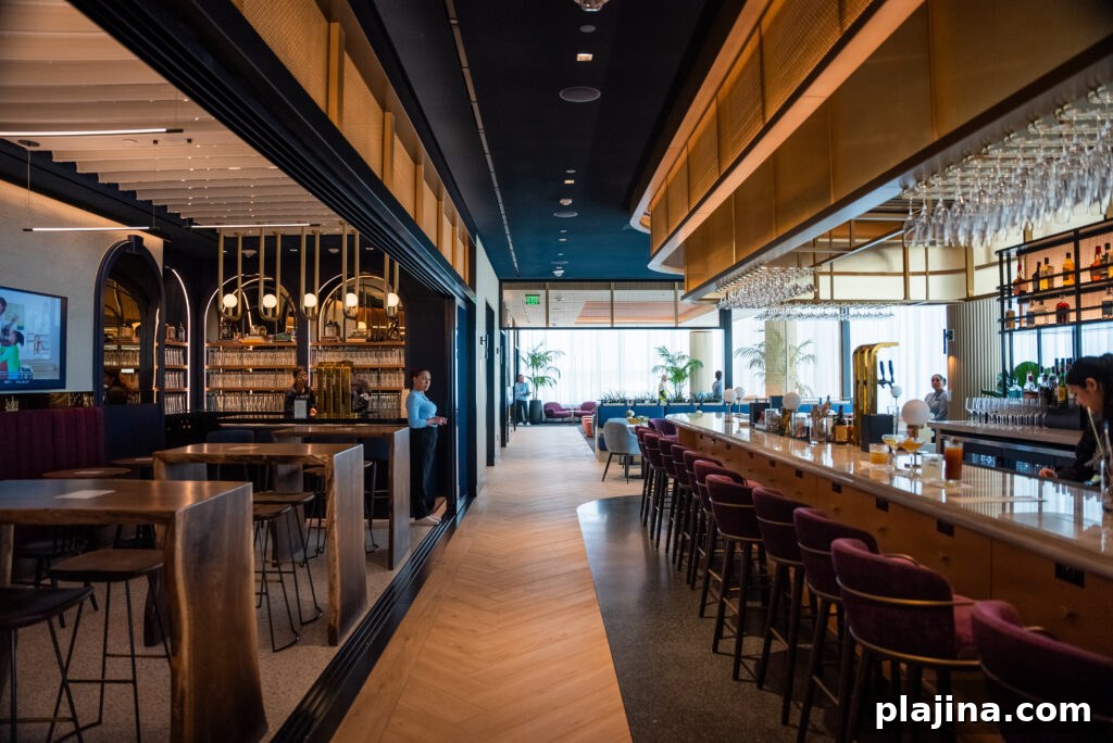 Seating area at Chase Sapphire Lounge Boston