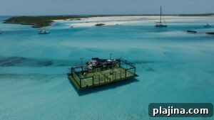 Floating padel court at Rosewood Exuma