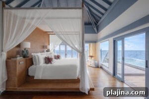 Two-bedroom overwater retreat master bedroom