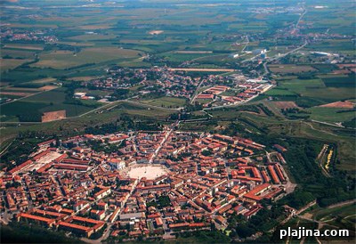 Aerial view of Palmanova, the star-shaped city
