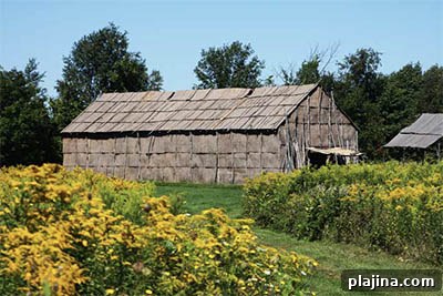 Seneca Indian elm bark longhouse at Ganondagan State Historic Site © STILLMAN ROGERS PHOTOGRAPHY