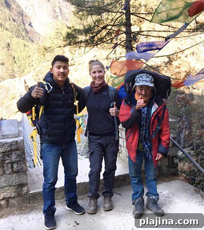 Writer Kristy Alpert alongside her guide and porter