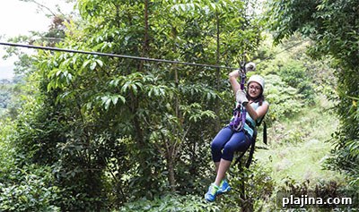 Zip line in Costa Rica rainforest