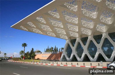 Blue sky over the airport in Marrakech