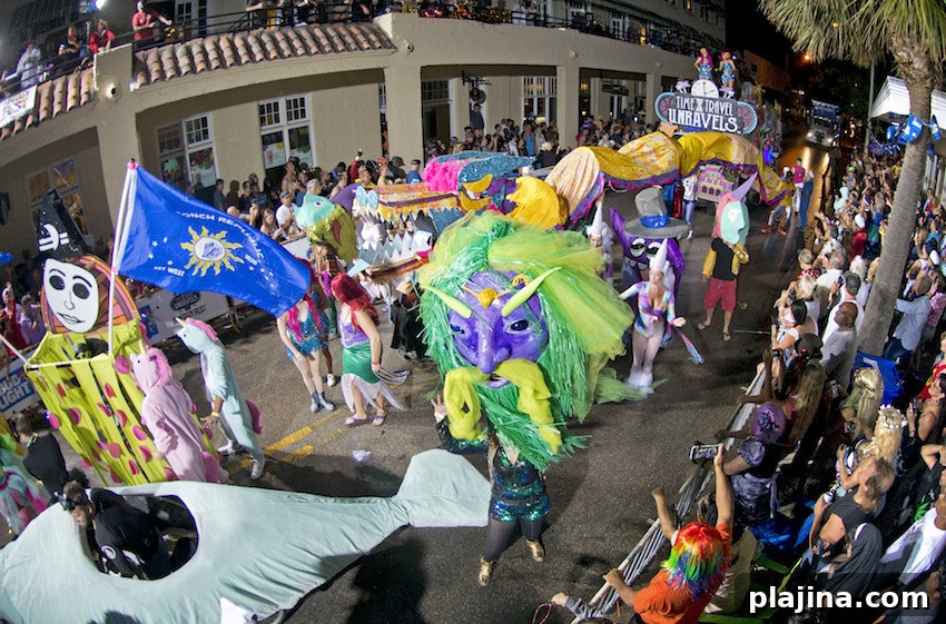 Costumed revelers help kick off the Fantasy Fest Parade Saturday, Oct. 28, 2017, in Key West, Fla. The extravaganza was the highlight event of the 10-day Fantasy Fest masking and costuming festival that ends Sunday, Oct. 29. The parade, that attracted tens of thousands of partiers, occurred about seven weeks after Hurricane Irma passed through the Florida Keys.