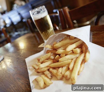 Brussels fries and beer at a pub