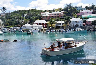 Colorful Bermuda waterfront homes 