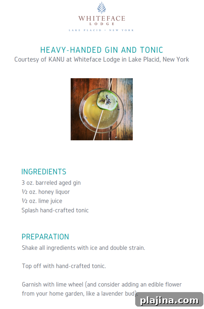 Heavy-Handed Gin and Tonic recipe by Whiteface Lodge