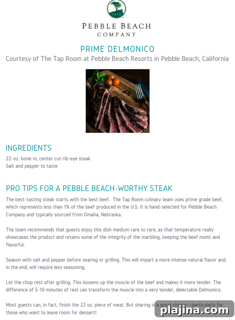 Prime Delmonico preparation tips by Pebble Beach Resorts