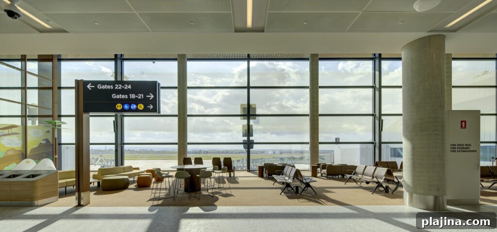 Terminal ceiling with sculptural design