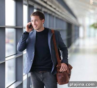 Business traveler arriving at the airport