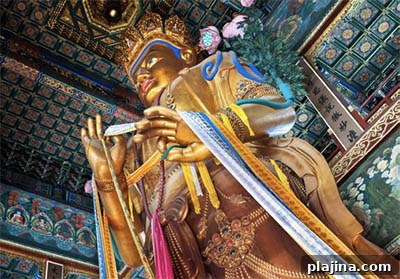 Maitreya Buddha statue in the Hall of Boundless Happiness, Lama Temple