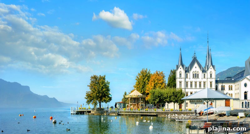 Geneva Lake in Vevey. Vaud canton, Switzerland