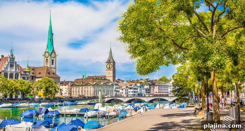 Zurich city center in summer, Switzerland