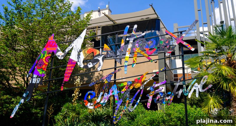 Montreux Jazz Festival outdoor sign at the park