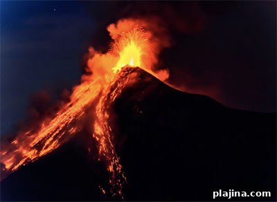 Lava erupting from Fuego Volcano